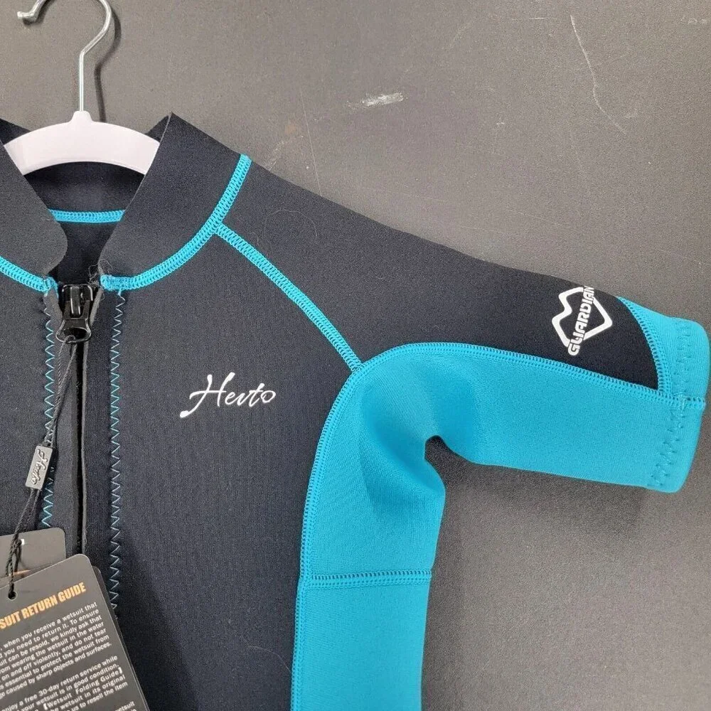 Herto Guardian Black Turquoise Front Zip Wetsuit Water Sports Outdoor Wakeboard
